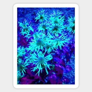 Blue garden with fluorescent flowers Sticker